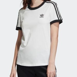 Adidas NWT White Tee T-shirt Short Sleeve Striped